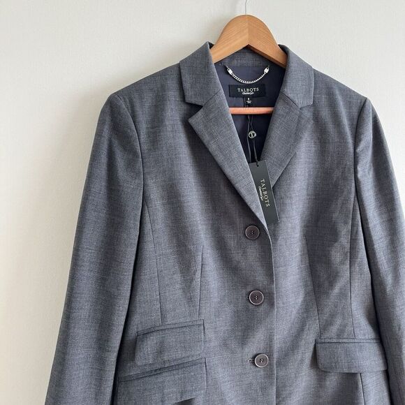 Talbots Wool Classic Blazer 8 Gray Academia Preppy Business Casual Capsule New - Picture 9 of 12